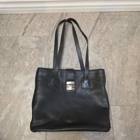 VTG Dooney and Bourke Black leather 2 Handle Tote Panama Collection 1980's - Picture 1 of 16